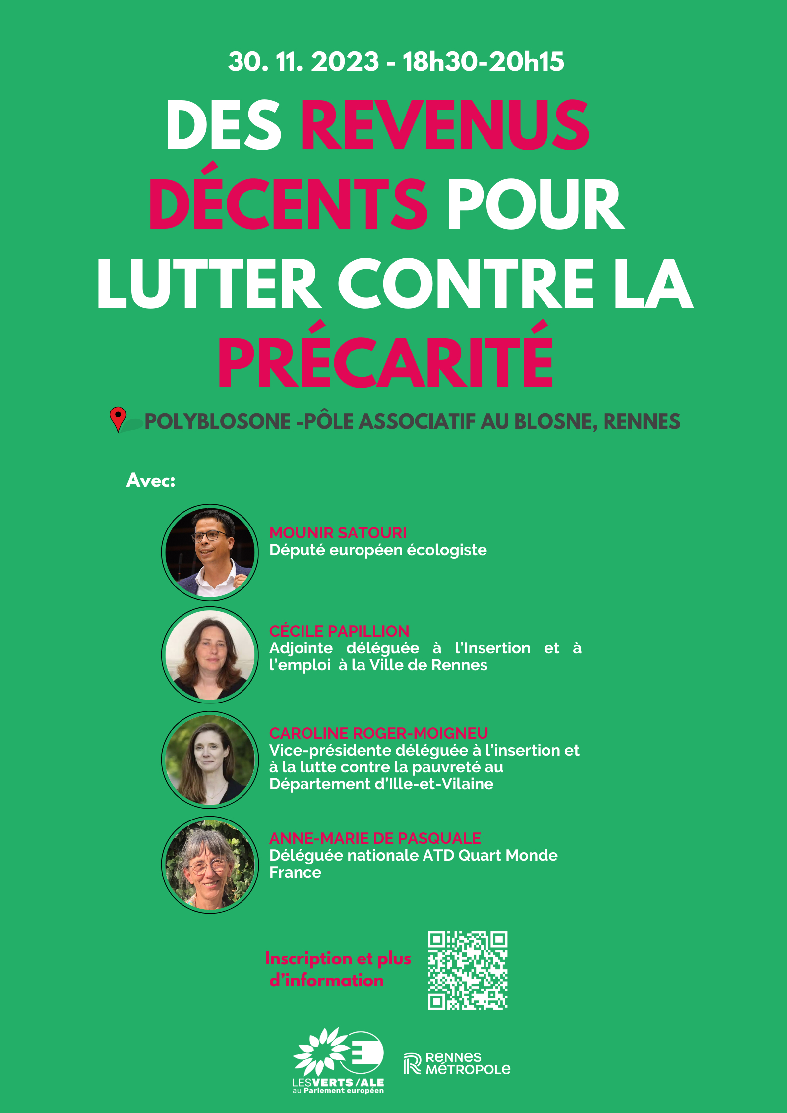 30 Novembre: Conférence à Rennes « Des revenus décents pour lutter contre  la précarité »