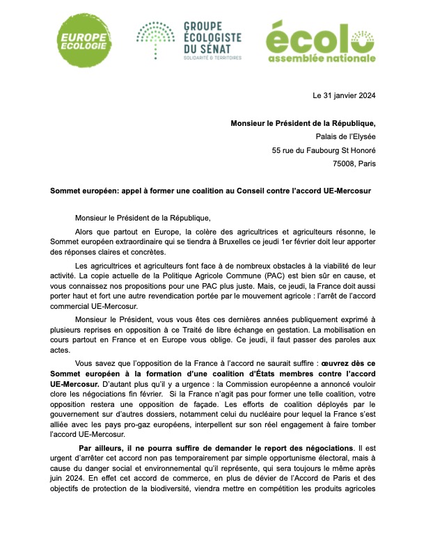 <code>Sommet européen: appel à former une coalition au Conseil contre l’accord UE-Mercosur</code>
