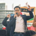 Mounir Satouri à la manifestation en soutien au Peuple Palestinien