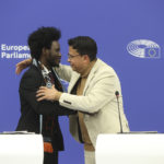 Mounir Satouri et David Yambio à la fin de la conférence de presse